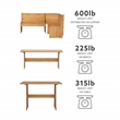 Pemberly Row Wooden Corner Dining Nook Set with Storage in Natural