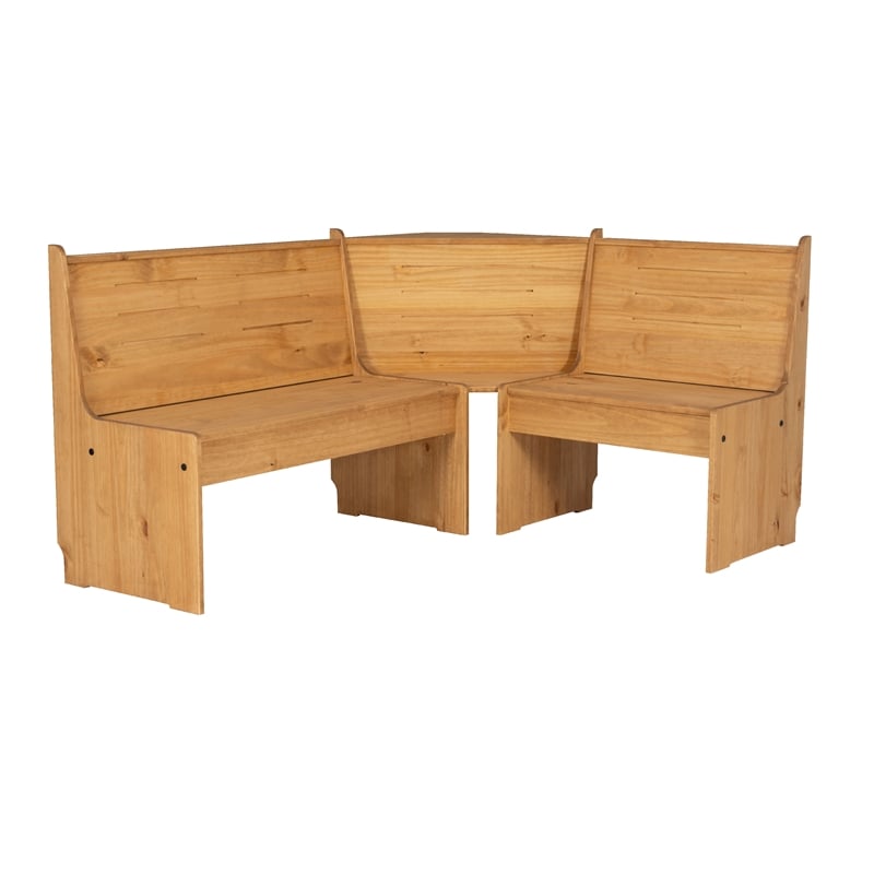 Pemberly Row Wooden Corner Dining Nook Set with Storage in Natural