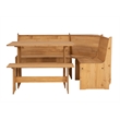 Pemberly Row Wooden Corner Dining Nook Set with Storage in Natural