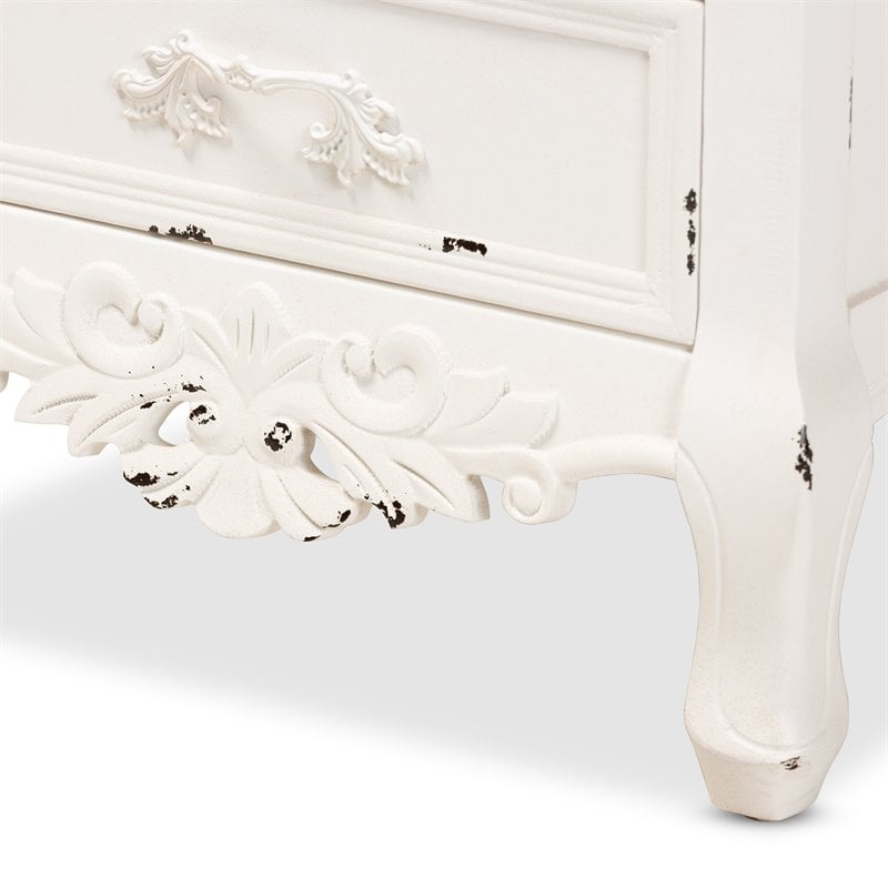 Pemberly Row 3-Drawer Solid Wood End Table in Walnut Brown/Antique White