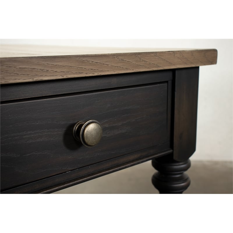Pemberly Row Side Table in Antique Oak and Matte Black Wood Finish