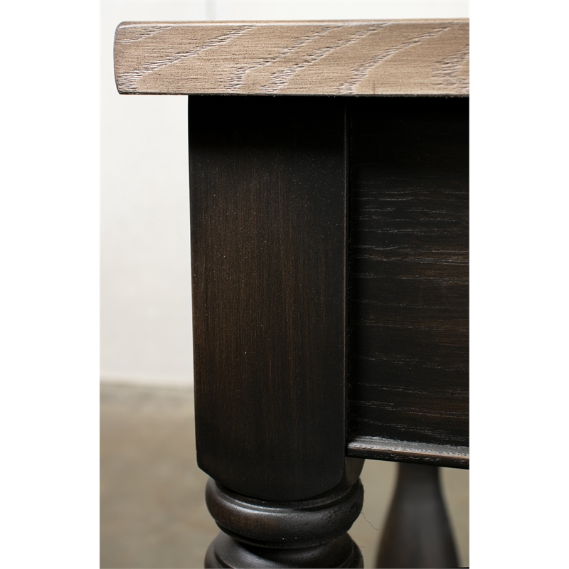 Pemberly Row Side Table in Antique Oak and Matte Black Wood Finish