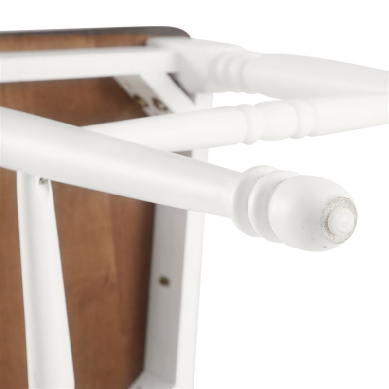 Pemberly Row Distressed White & Brown Rubberwood Bar Stool Set of 2