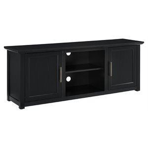 Pemberly Row 58&quot Black Rustic TV Stand with Adjustable Shelves & Cabinets
