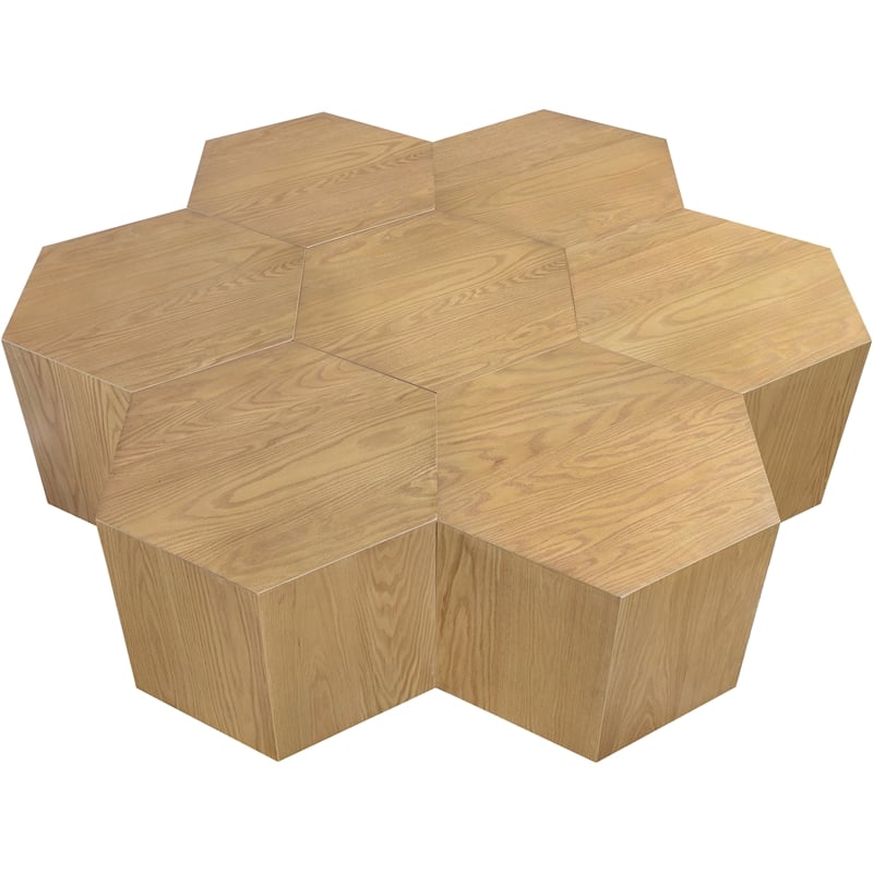 Pemberly Row Solid White Oak Coffee Table in Natural Finish