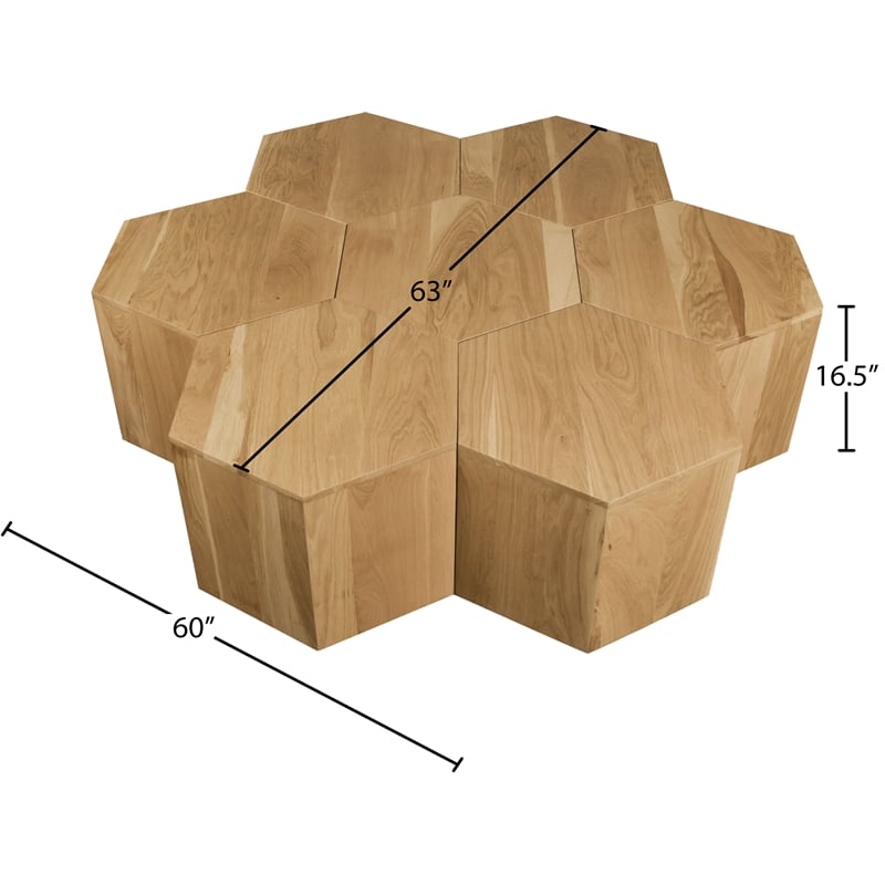 Pemberly Row Solid White Oak Coffee Table in Natural Finish