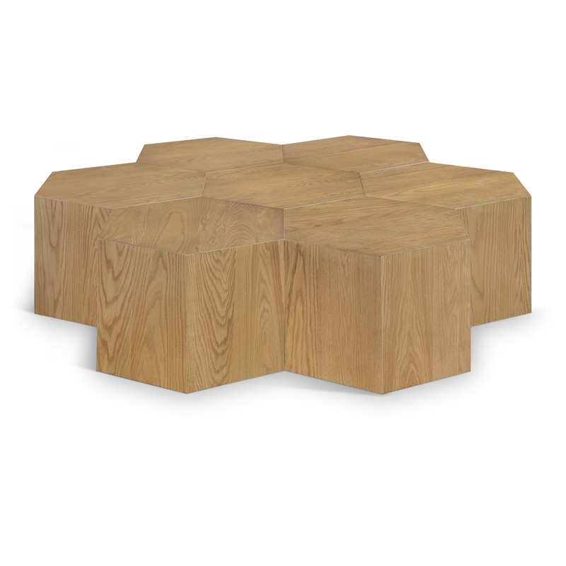 Pemberly Row Solid White Oak Coffee Table in Natural Finish