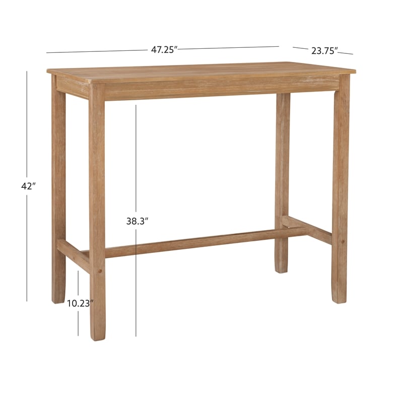 Pemberly Row Distressed Wood Bar Height Pub Table in Brown