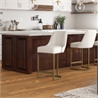 Pemberly Row Barrel Back Metal Counter Stool Set in Gold and White