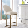 Pemberly Row Barrel Back Metal Counter Stool Set in Gold and White