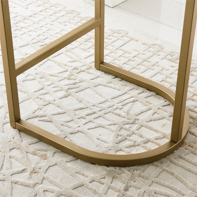 Pemberly Row Barrel Back Metal Counter Stool Set in Gold and White