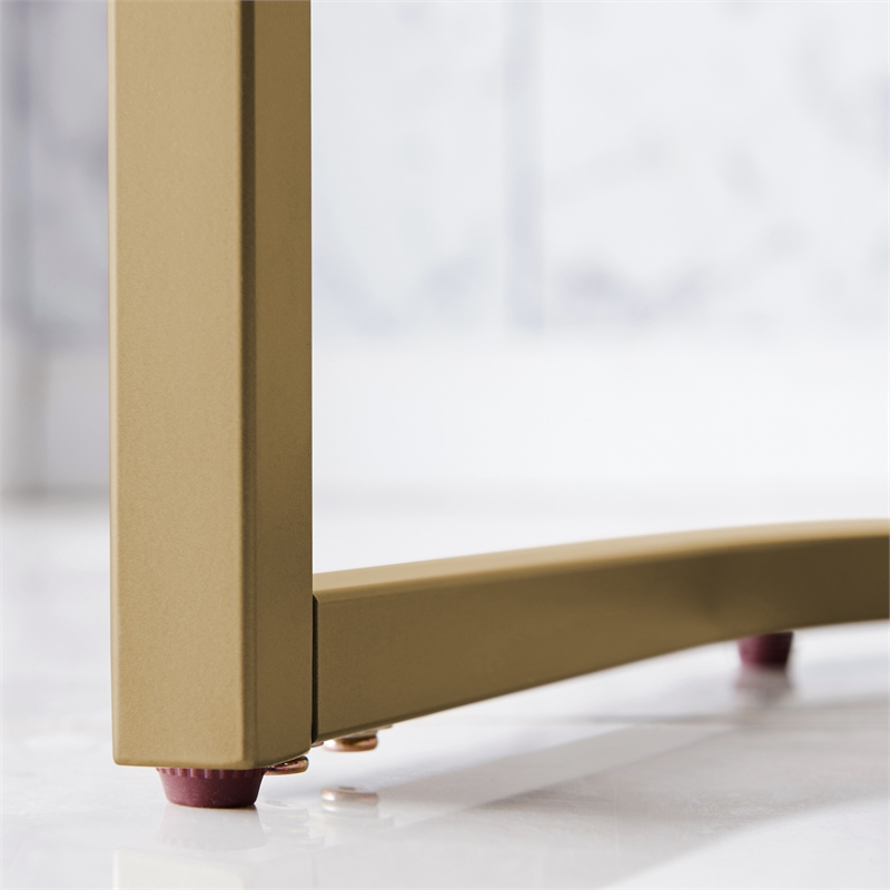 Pemberly Row Barrel Back Metal Counter Stool Set in Gold and White