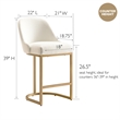 Pemberly Row Barrel Back Metal Counter Stool Set in Gold and White