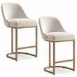Pemberly Row Barrel Back Metal Counter Stool Set in Gold and White