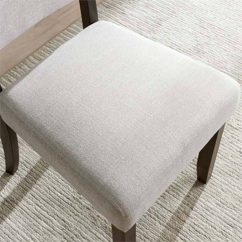 Pemberly Row Wood Upholstered Dining Chair Set in Heather Gray