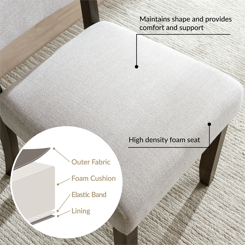 Pemberly Row Wood Upholstered Dining Chair Set in Heather Gray