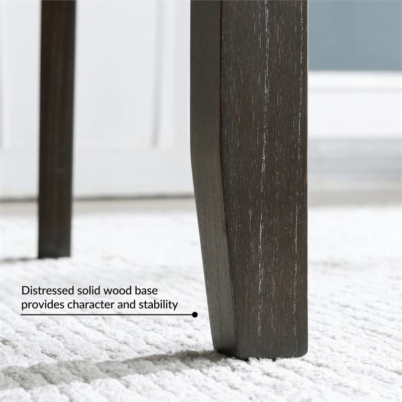 Pemberly Row Wood Upholstered Dining Chair Set in Heather Gray