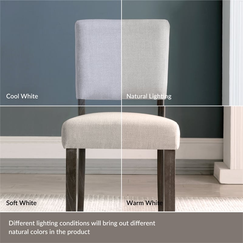 Pemberly Row Wood Upholstered Dining Chair Set in Heather Gray