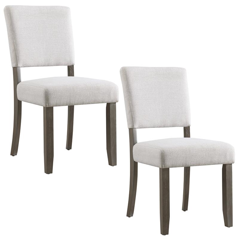 Pemberly Row Wood Upholstered Dining Chair Set in Heather Gray