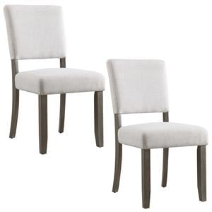 Pemberly Row Wood Upholstered Dining Chair Set in Heather Gray