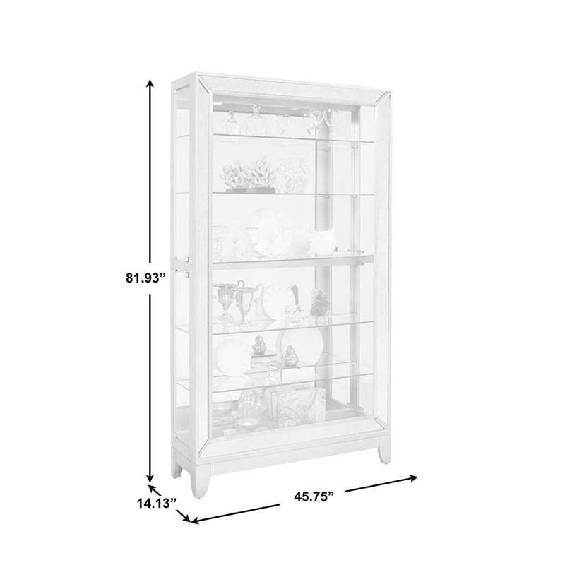 Pemberly Row 5-Shelf Mirrored Curio Cabinet in Aged Silver Finish