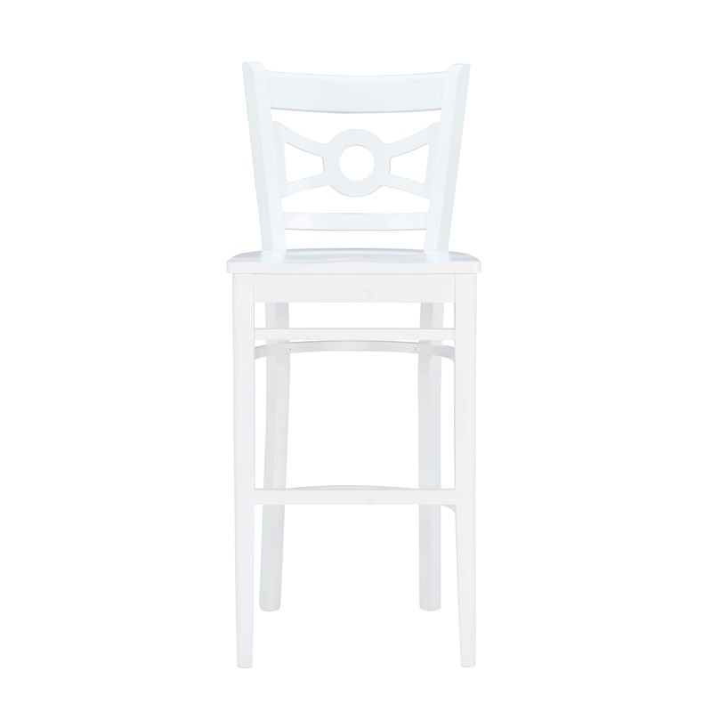 Pemberly Row Bar Stools in White Beechwood Set of 2 with Footrest