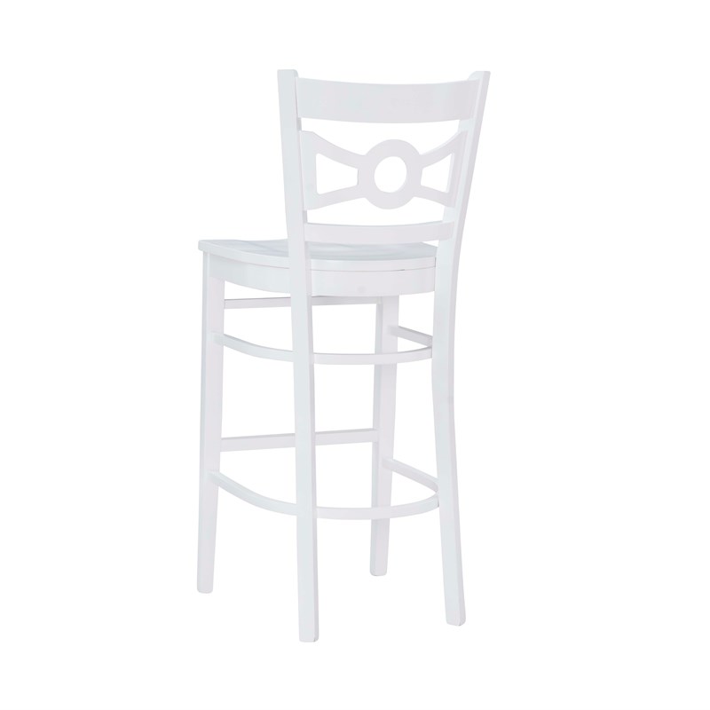 Pemberly Row Bar Stools in White Beechwood Set of 2 with Footrest