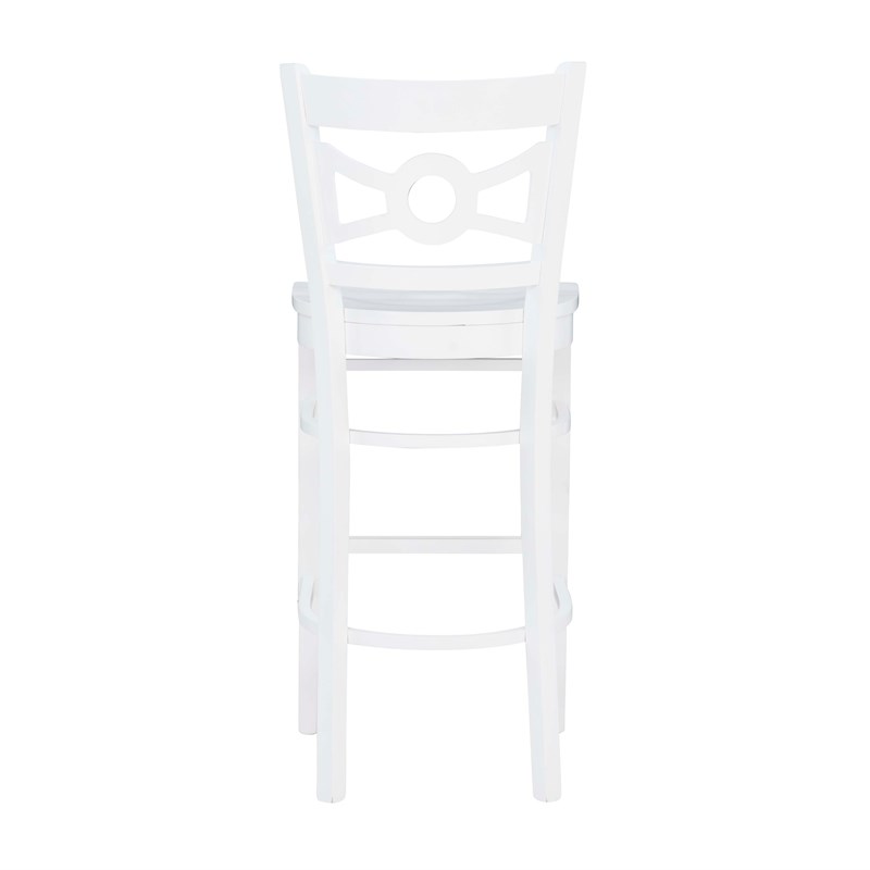 Pemberly Row Bar Stools in White Beechwood Set of 2 with Footrest