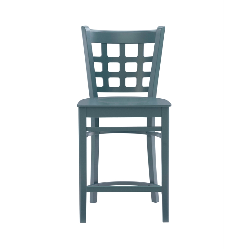 Pemberly Row Lattice Back Counter Stools in Green Wood Set of 2