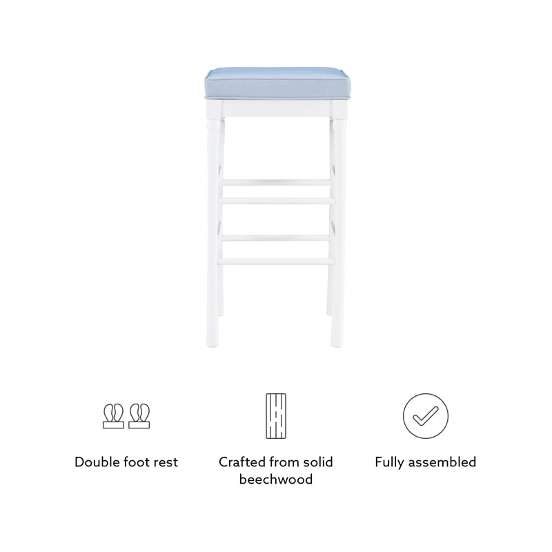 Pemberly Row Faux Leather Bar Stools in White and Blue Set of 2