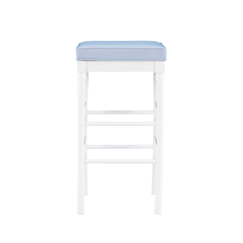 Pemberly Row Faux Leather Bar Stools in White and Blue Set of 2