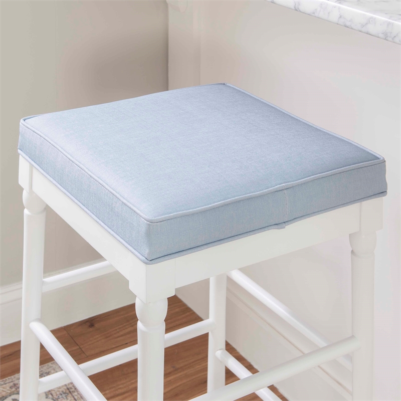 Pemberly Row Faux Leather Bar Stools in White and Blue Set of 2