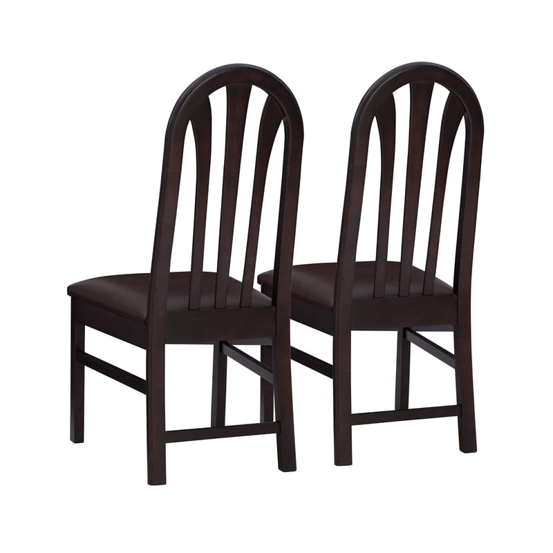 Pemberly Row Set of 2 Faux Leather Dining Chairs in Dark Brown