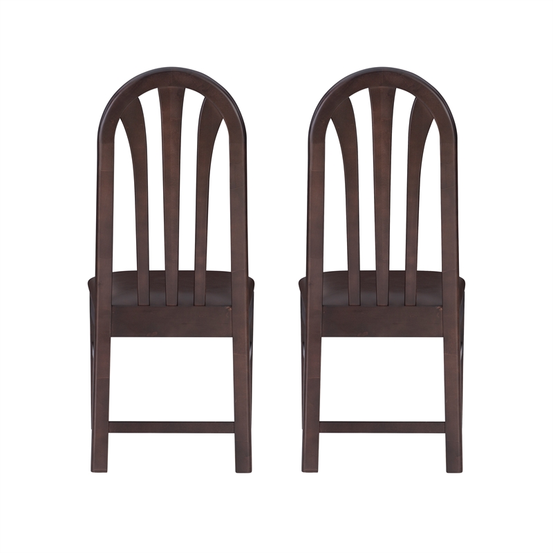 Pemberly Row Set of 2 Faux Leather Dining Chairs in Dark Brown