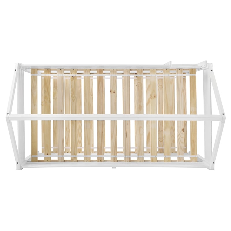 Pemberly Row White Twin Bunkbed with Guard Rail in Solid Wood