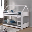 Pemberly Row White Twin Bunkbed with Guard Rail in Solid Wood