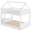 Pemberly Row White Twin Bunkbed with Guard Rail in Solid Wood