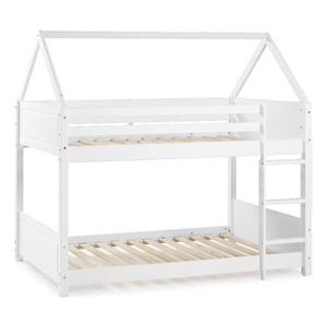 Pemberly Row White Twin Bunkbed with Guard Rail in Solid Wood