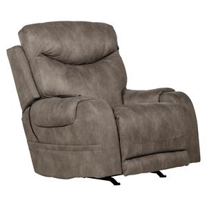 Pemberly Row Power Recliner with Heat & Massage in Grey Fabric