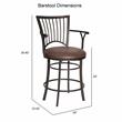 Pemberly Row Swivel Counter Stool with Brown Microsuede Seat and Metal Frame