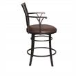 Pemberly Row Swivel Counter Stool with Brown Microsuede Seat and Metal Frame