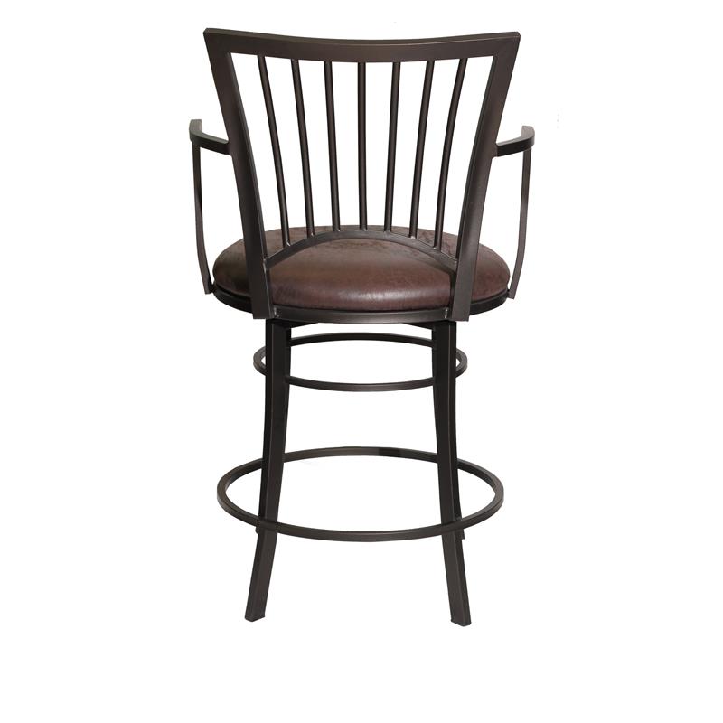 Pemberly Row Swivel Counter Stool with Brown Microsuede Seat and Metal Frame