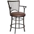 Pemberly Row Swivel Counter Stool with Brown Microsuede Seat and Metal Frame