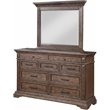 Pemberly Row Solid Wood Dresser with Mirror in Brushed Walnut