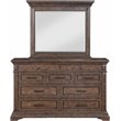 Pemberly Row Solid Wood Dresser with Mirror in Brushed Walnut