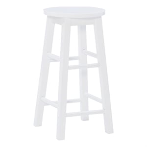 Pemberly Row 24&quot Backless Counter Stool in Solid Rubberwood White Finish