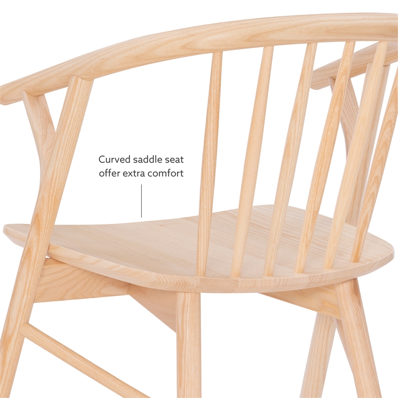 Pemberly Row Beechwood Dining Chair with Windsor Back & Saddle Seat
