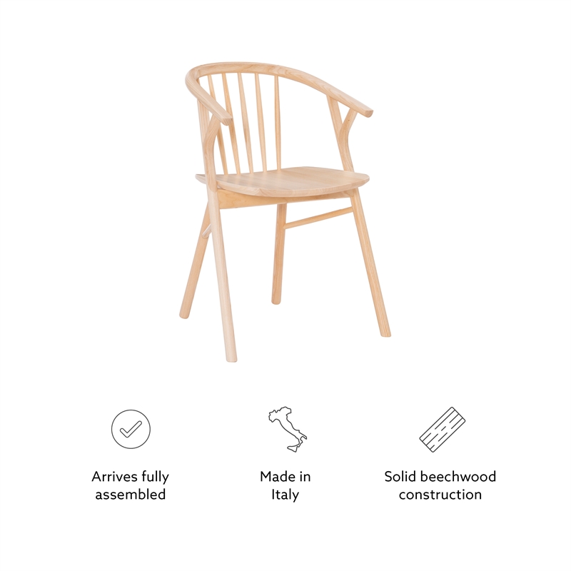 Pemberly Row Beechwood Dining Chair with Windsor Back & Saddle Seat