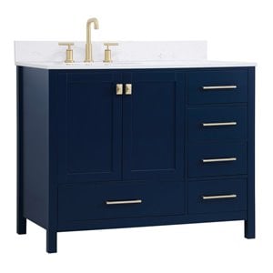 Pemberly Row 42&quot Single Bathroom Vanity w/ Backsplash in Blue Wood Finish
