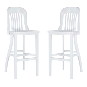 Pemberly Row Set of 2 Commercial Grade Counter Stools in Glossy White